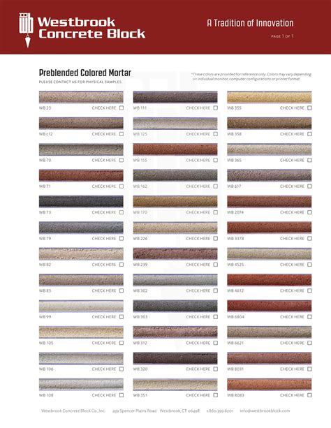 general shale mortar color chart.